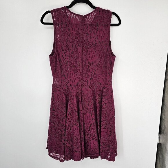 Lulus Red Skater Dress Lace Work Wedding Date Night Cute Sleeveless XL Flirty - Picture 5 of 11